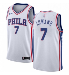 Mens Nike Philadelphia 76ers 7 Timothe Luwawu Swingman White Home NBA Jersey Association Edition