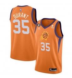 Men Phoenix Suns 35 Kevin Durant Orange With NO 6 Patch Statement Edition Stitched Basketball Jersey