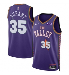 Men Phoenix Suns 35 Kevin Durant Purple 2024 25 City Edition Stitched Basketball Jersey