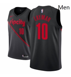 Men NBA 2018 19 Portland Trail Blazers 10 Jake Layman City Edition Black Jersey 