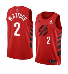 Men Portland Trail Blazers 2 Trendon Watford 2022 23 Red Statement Edition Swingman Stitched Basketball Jersey