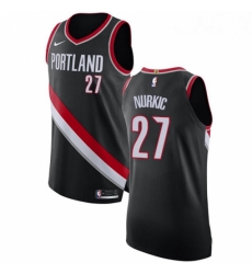 Mens Nike Portland Trail Blazers 27 Jusuf Nurkic Authentic Black Road NBA Jersey Icon Edition