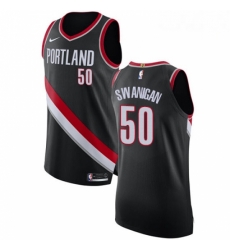 Mens Nike Portland Trail Blazers 50 Caleb Swanigan Authentic Black Road NBA Jersey Icon Edition 