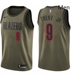 Mens Nike Portland Trail Blazers 9 Gary Trent Jr Swingman Green Salute to Service NBA Jersey 