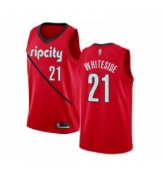 Mens Portland Trail Blazers 21 Hassan Whiteside Red Swingman Jersey Earned Edition 