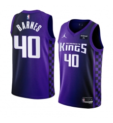 Men Sacramento Kings 40 Harrison Barnes Purple 2023 24 Statement Edition Swingman Stitched Basketball Jersey