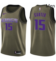 Mens Nike Sacramento Kings 15 Vince Carter Swingman Green Salute to Service NBA Jersey 