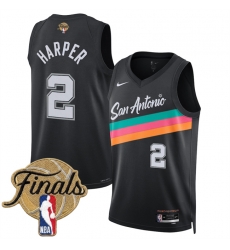 Men San Antonio Spurs 2 Dylan Harper Black 2026 Finals Patch City Edition Stitched Basketball Jersey Men San Antonio Spurs 2 Dylan Harper Black 2026 Finals Patch City Edition Stitched Basketball Jersey