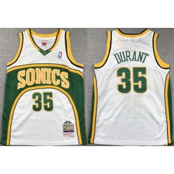 Men Seattle SuperSonics 35 Kevin Durant White Mitchell  26 Ness Hardwood Classics