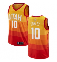 Jazz  10 Mike Conley Orange Basketball Swingman City Edition Jersey