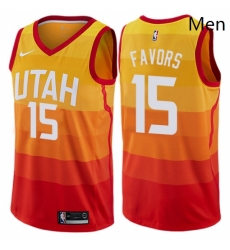 Mens Nike Utah Jazz 15 Derrick Favors Swingman Orange NBA Jersey City Edition