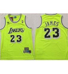 Lakers 23 Lebron James Fluorescent Green Hardwood Classics Mesh Swingman Jersey