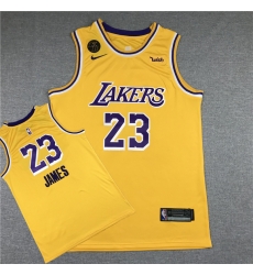 Lakers 23 Lebron James Yellow KB Nike Swingman Jersey