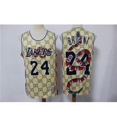 Lakers 24 Kobe Bryant Gray Gucci Chinese Dragon Hardwood Classics Jersey