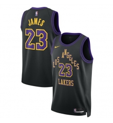 Men Los Angeles Lakers 23 LeBron James LeBron James Black 2025 26 City Edition Stitched Basketball Jersey Men Los Angeles Lakers 23 LeBron James LeBron James Black 2025 26 City Edition Stitched Basketball Jersey
