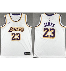 Men Los Angeles Lakers 23 LeBron James White Stitched Basketball Jersey