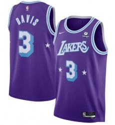 Men's Los Angeles Lakers #3 Anthony Davis Bibigo Purple City Edition Stitched Jersey