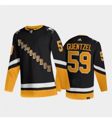 Men Pittsburgh Penguins 59 Jake Guentzel 2021 2022 Black Stitched Jersey