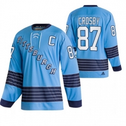 Men Pittsburgh Penguins 87 Sidney Crosby 2022 Blue Classics Stitched jersey