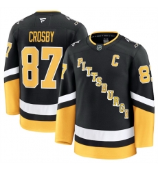 Men Pittsburgh Penguins 87 Sidney Crosby Black 2024 25 Alternate Stitched Hockey Jersey