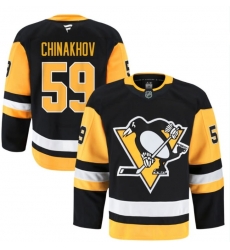 Men Pittsburgh Penguins Black Home Yegor Chinakhov #59 NHL Jersey
