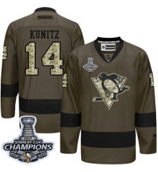 Penguins #14 Chris Kunitz Green Salute to Service 2017 Stanley Cup Finals Champions Stitched NHL Jersey