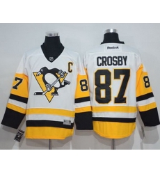 Penguins #87 Sidney Crosby White New Away Stitched NHL Jersey