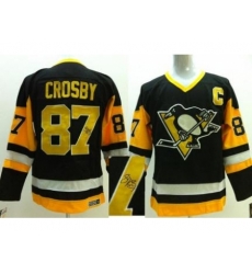 Pittsburgh Penguins 87 Sidney Crosby Black Yellow CCM Signed Jerseys