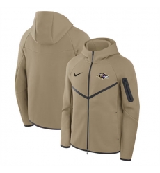 Men Baltimore Ravens Tan Tech Fleece Full Zip Windrunner Hoodie