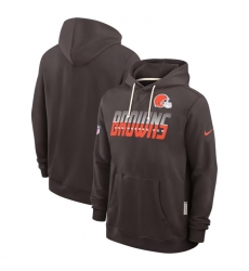 Men Cleveland Browns Brown Sideline Standard Issue Top Prospect Dri FIT Hoodie Men Cleveland Browns Brown Sideline Standard Issue Top Prospect Dri FIT Hoodie