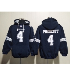 Men Dallas Cowboys 4 Dak Prescott Navy Ageless Must Have Lace Up Pullover Hoodie