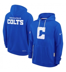 Men Indianapolis Colts Royal Sideline Standard Issue Initial Home Dri FIT Pullover Hoodie Men Indianapolis Colts Royal Sideline Standard Issue Initial Home Dri FIT Pullover Hoodie