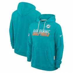 Men Miami Dolphins Aqua Sideline Standard Issue Top Prospect Dri FIT Hoodie
