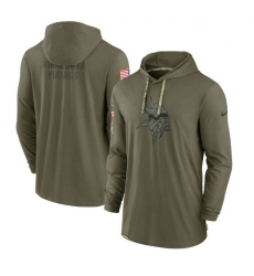 Men Minnesota Vikings 2022 Olive Salute To Service Tonal Pullover Hoodie