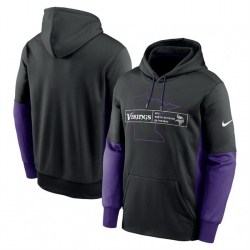 Men Minnesota Vikings Black Color Block Fleece Performance Pullover Hoodie