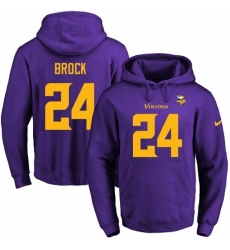 NFL Mens Nike Minnesota Vikings 24 Tramaine Brock PurpleGold No Name Number Pullover Hoodie