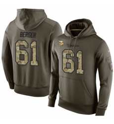 NFL Nike Minnesota Vikings 61 Joe Berger Green Salute To Service Mens Pullover Hoodie