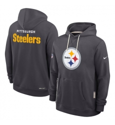 Men Pittsburgh Steelers Anthracite Sideline Standard Issue Initial Home Dri FIT Pullover Hoodie Men Pittsburgh Steelers Anthracite Sideline Standard Issue Initial Home Dri FIT Pullover Hoodie