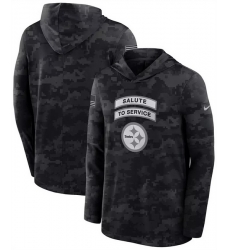 Men Pittsburgh Steelers Black 2026 Salute to Service Sideline Lightweight Hoodie Dri FIT Long Sleeve Top