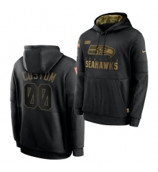 Men Custom Men Seattle Seahawks 2020 Salute To Service Black Sideline Performance Pullover Hoodie