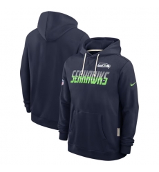 Men Seattle Seahawks College Navy Sideline Standard Issue Top Prospect Dri FIT Hoodie Men Seattle Seahawks College Navy Sideline Standard Issue Top Prospect Dri FIT Hoodie