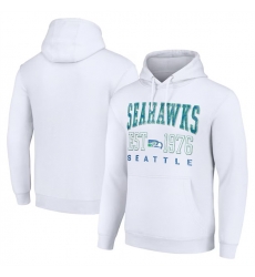 Men Seattle Seahawks White Throwback Logo Pullover Hoodie