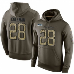 NFL Nike Seattle Seahawks 28 Justin Coleman Green Salute To Service Mens Pullover Hoodie