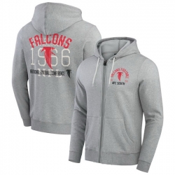 Men Atlanta Falcons Heather Gray Vintage Stripe Full Zip Hoodie