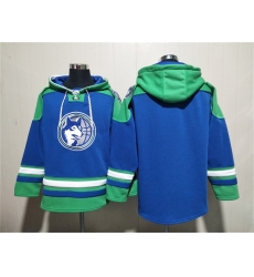 Men Minnesota Timberwolves Blank Royal Lace Up Pullover Hoodie
