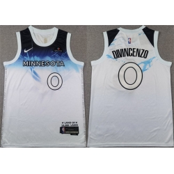 Men Minnesota Timberwolves 0 Donte DiVincenzo White 2024 City Edition Stitched Jersey