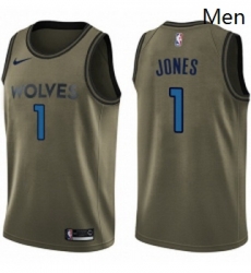 Mens Nike Minnesota Timberwolves 1 Tyus Jones Swingman Green Salute to Service NBA Jersey