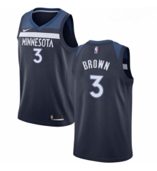 Mens Nike Minnesota Timberwolves 3 Anthony Brown Swingman Navy Blue Road NBA Jersey Icon Edition 