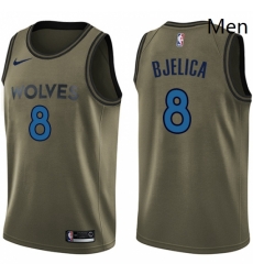 Mens Nike Minnesota Timberwolves 8 Nemanja Bjelica Swingman Green Salute to Service NBA Jersey 