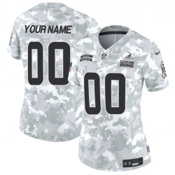 Women Cleveland Browns Active Player Custom 2024 F U S E Arctic Camo Salute To Service Limited Stitched Jersey